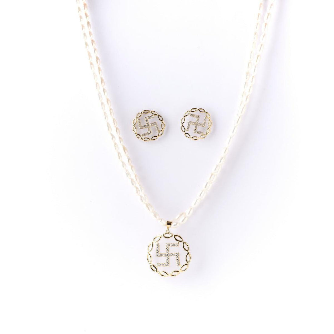 Swasthik Pendant Real Pearl Necklace Set - Chandrani Pearls