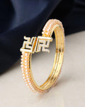 Swastik Stone Studded Pearl Bangle - Chandrani Pearls