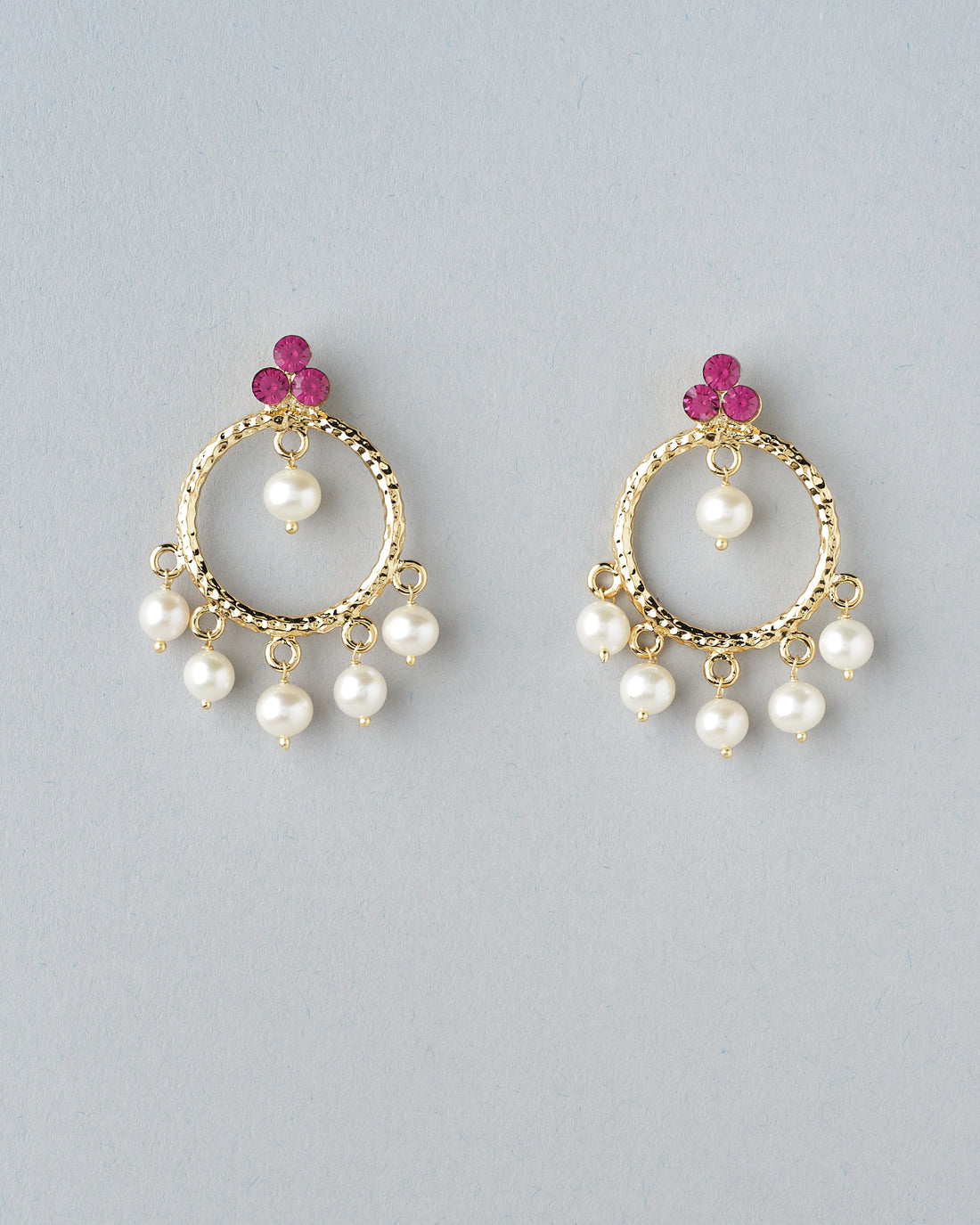 Round CZ Studs with Pearl Dangle Modern Glam