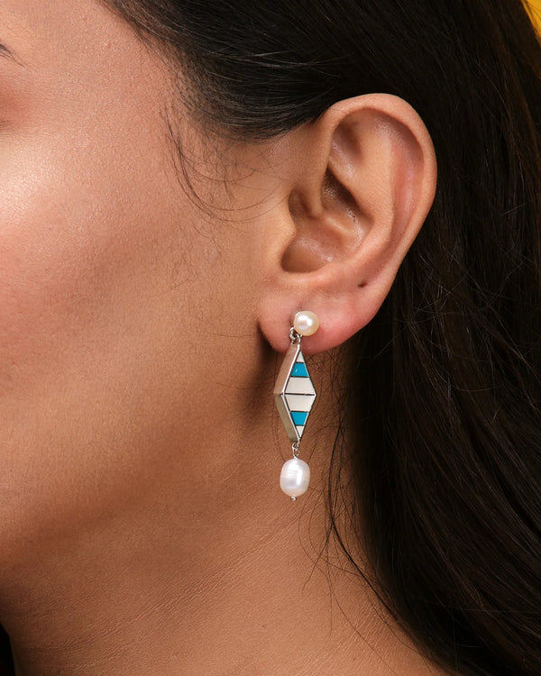 Pop of Blue Perfection Pearl Earrings