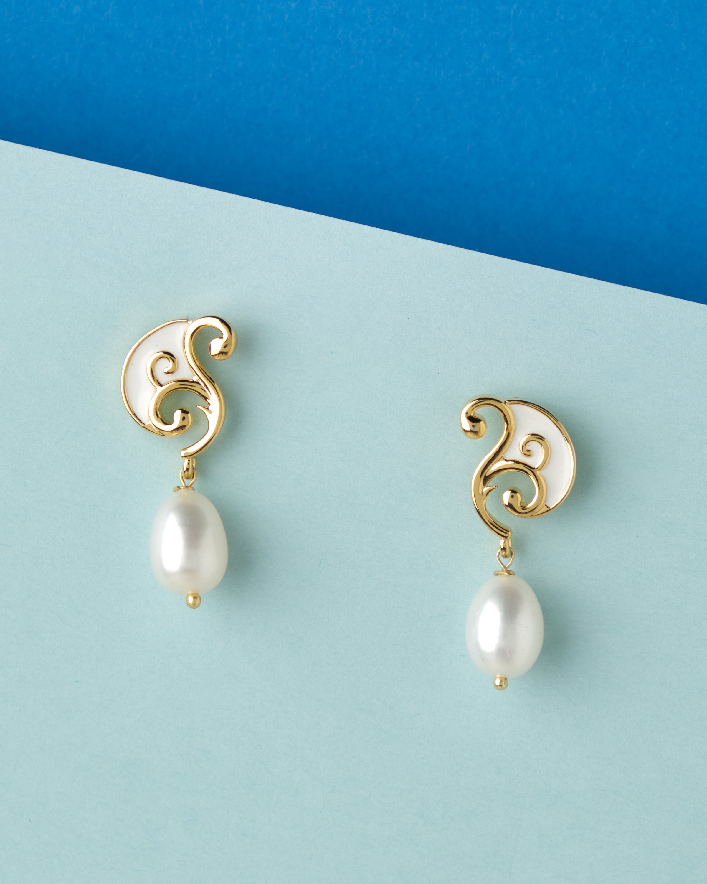 Petite Studio's Gold Ball and Baroque Pearl Drop Earrings