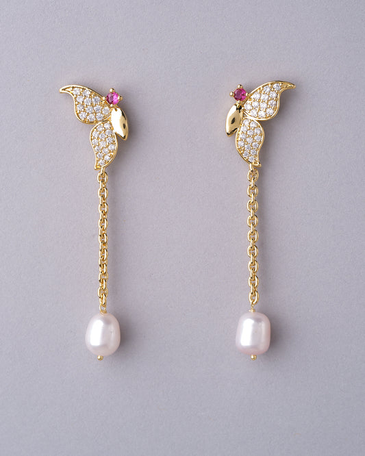 Charismatic Half Butterfly Pearl Earring