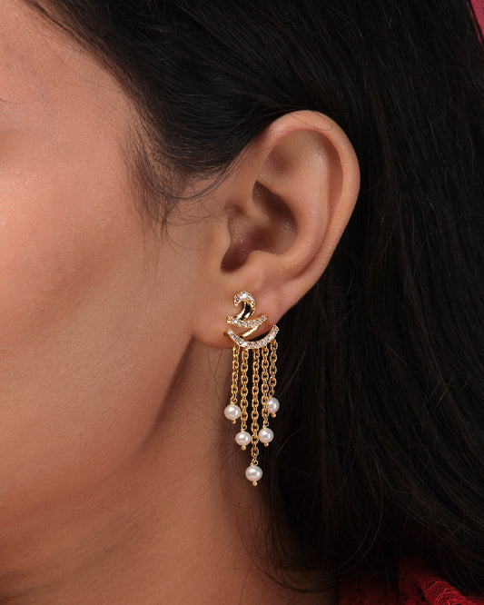 Fashionable CZ Hang Earrings