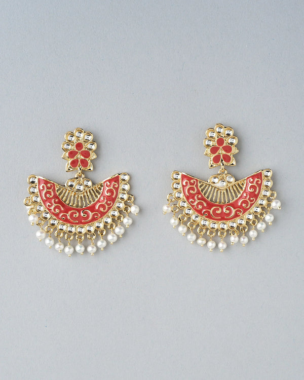 Festive Shine Enamel Pearl Jhumka