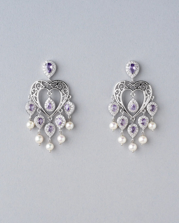 Elegant Pearl Jhumka Earrings in Rodium Finish Design