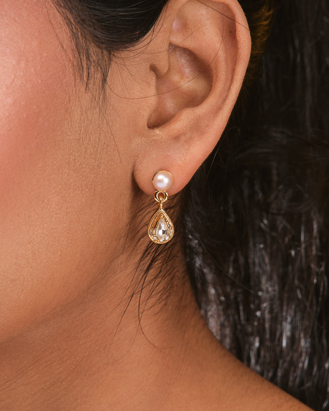 Drop CZ Pearl Earrings