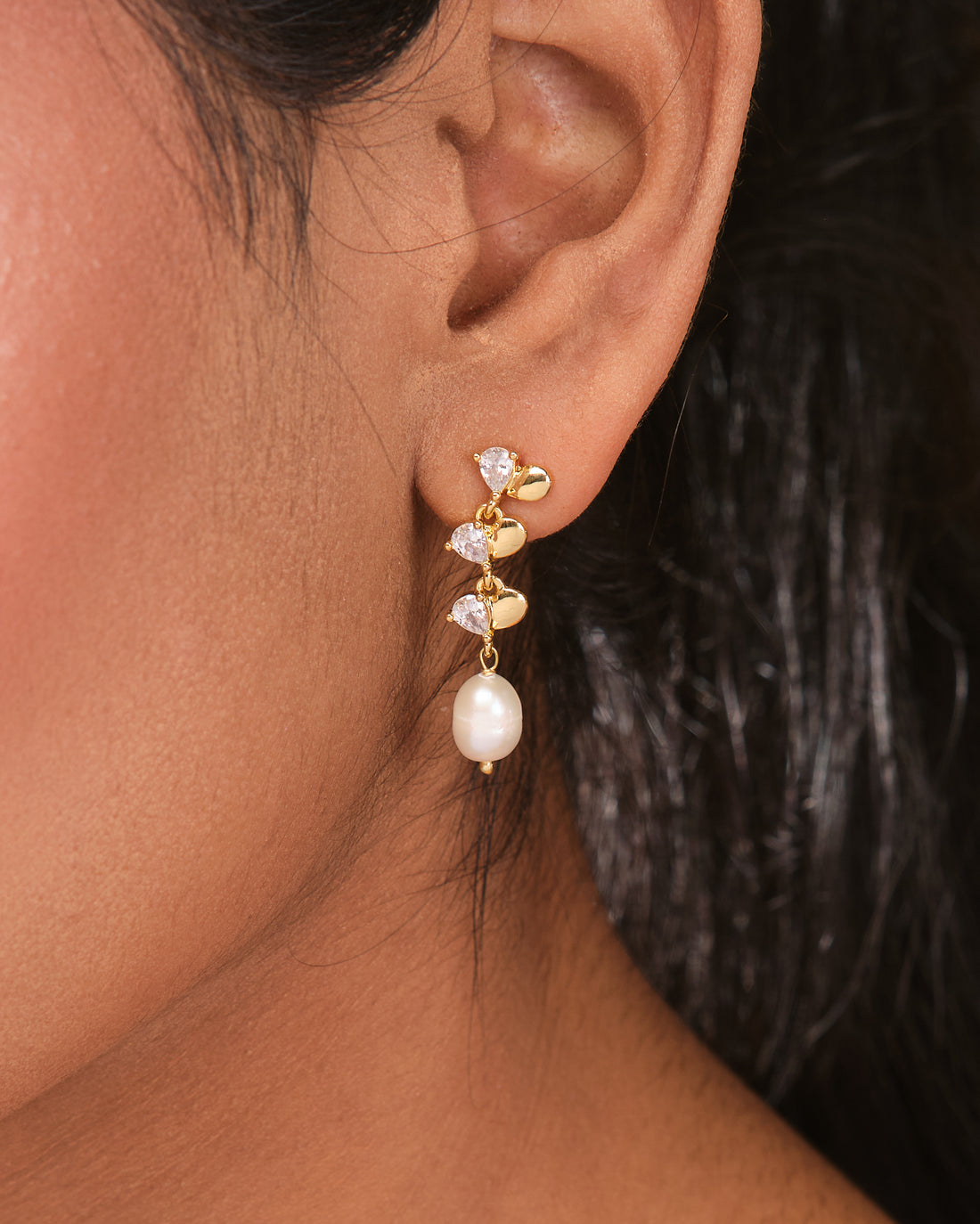 Pretty CZ Halo Pearl Earrings