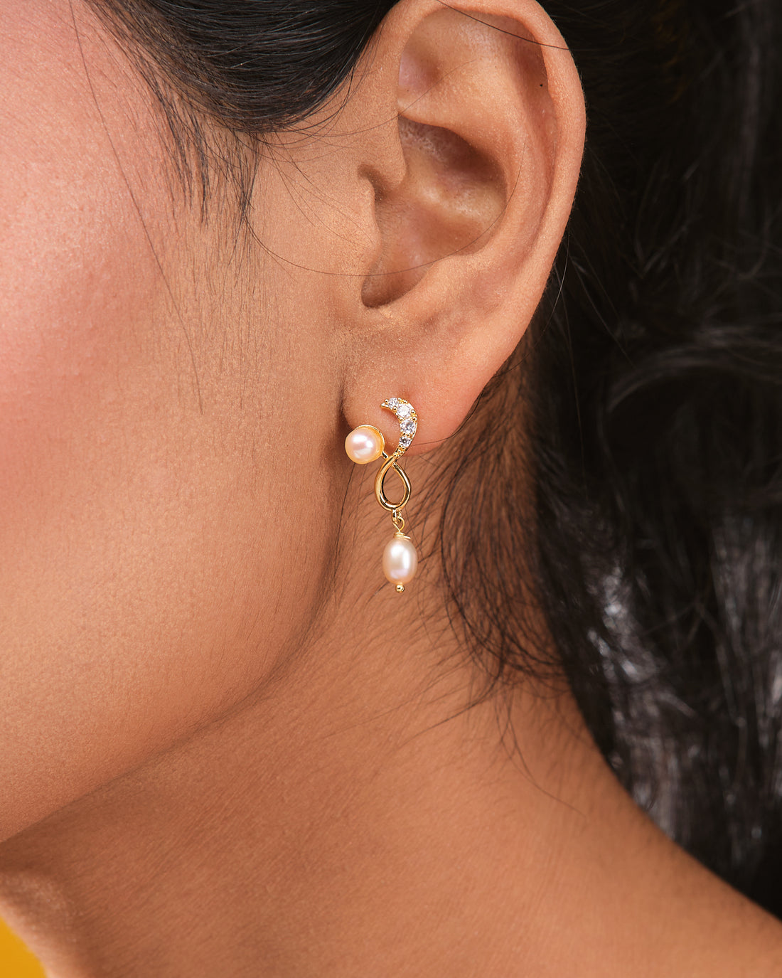 Pearl Hang with CZ Butterfly Design