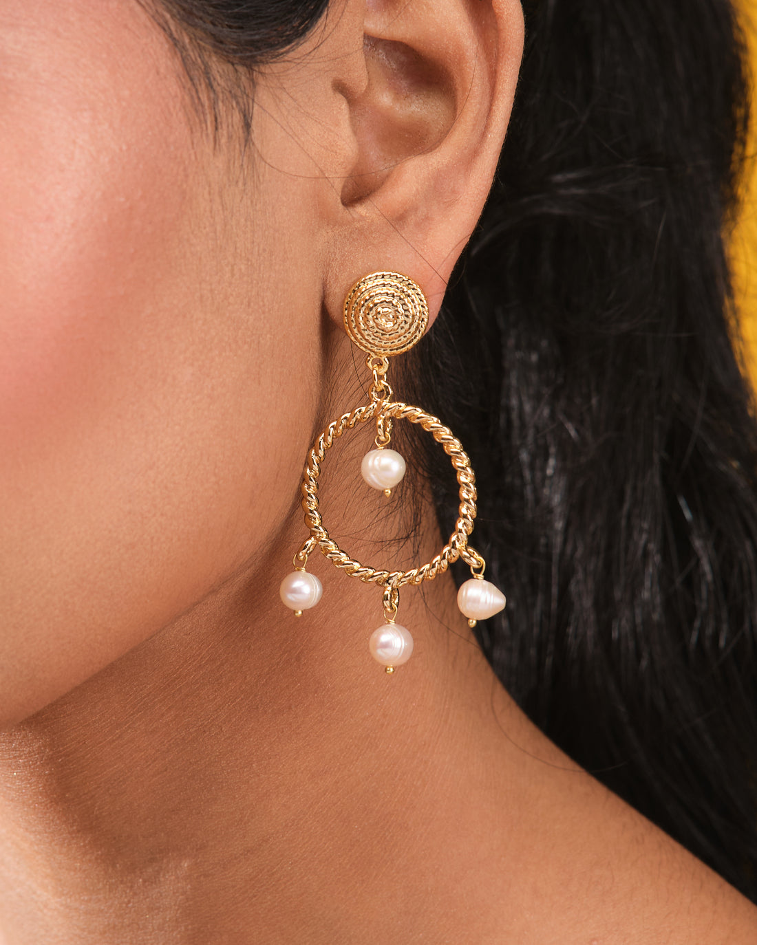 Halo Teardrop Earrings with Pearl Center