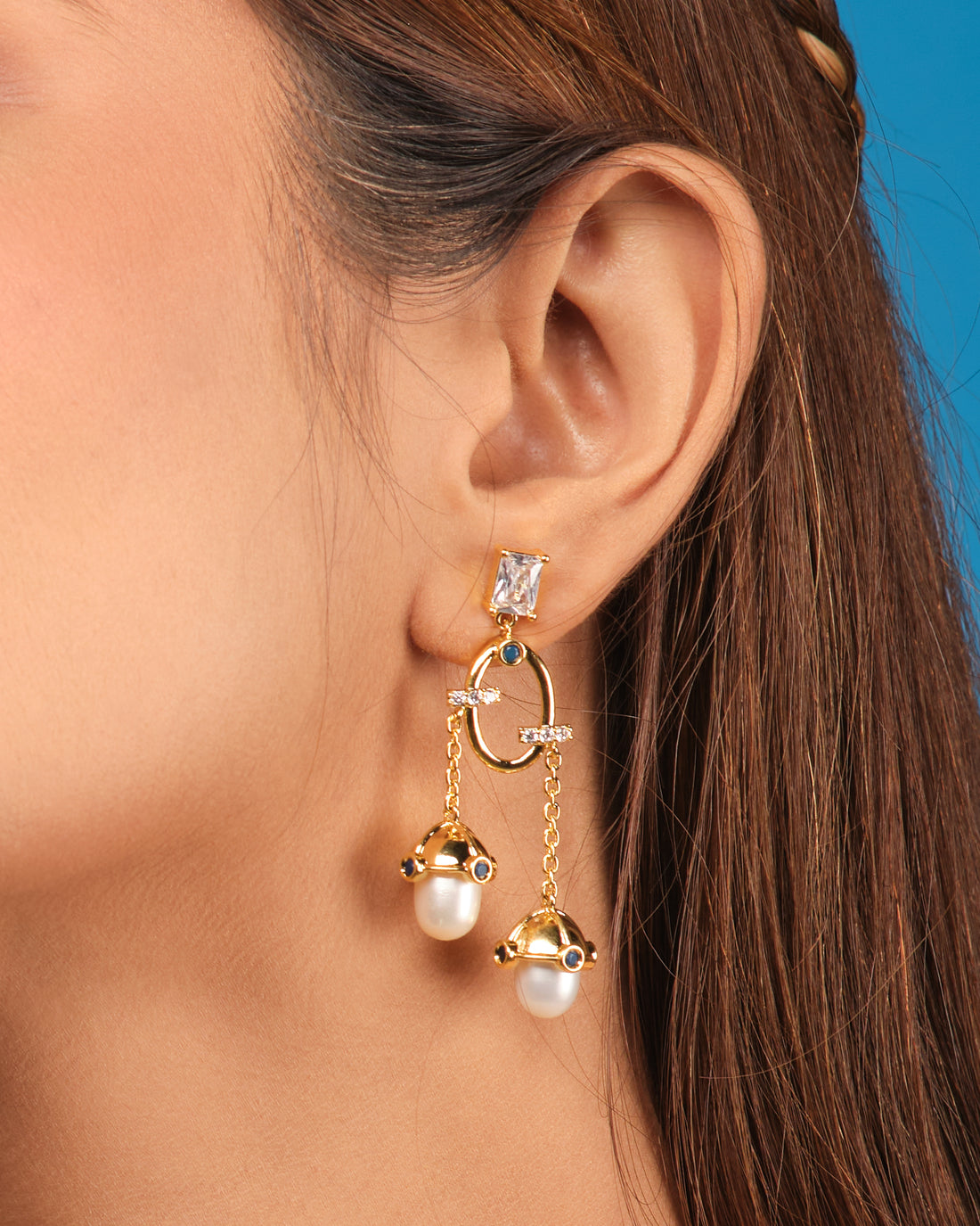 Stylish Handcrafted Pearl Earrings with CZ Sparkle