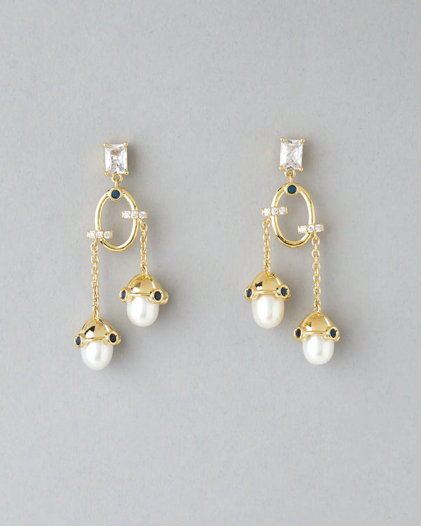 Stylish Handcrafted Pearl Earrings with CZ Sparkle
