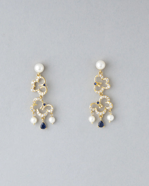 Gorgeous CZ & Pearl Stud Earrings Handcrafted