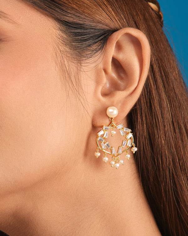Trendy Pearl & CZ Handcrafted Earrings