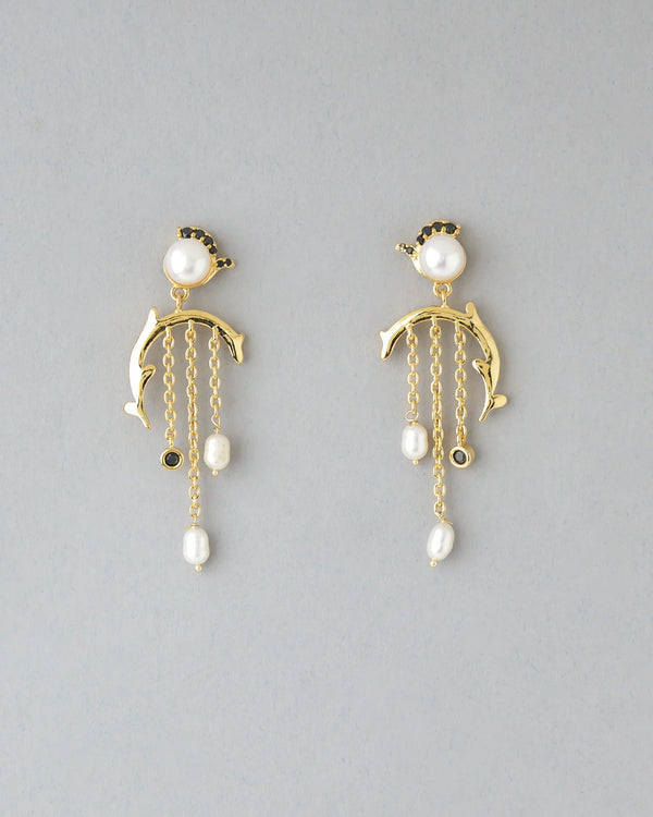 Handcrafted Pearl & CZ Stone Earrings Elegant