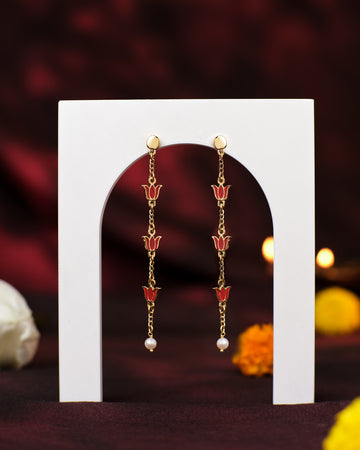 Glow of the Lotus  Diwali Pearl Earrings