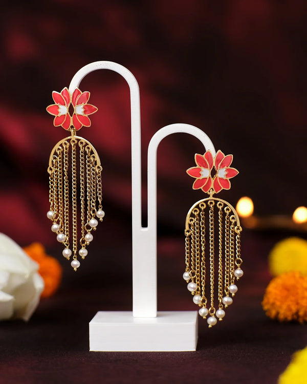 Pearl Petals  Lotus Earrings for Festive Light