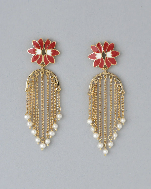 Pearl Petals  Lotus Earrings for Festive Light