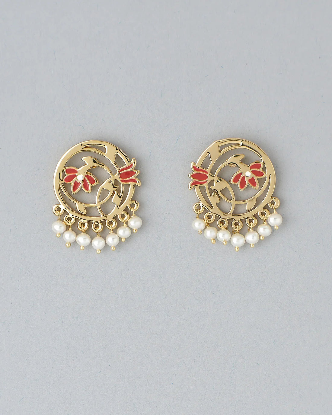 Lotus Bloom Pearl Hoop Earrings