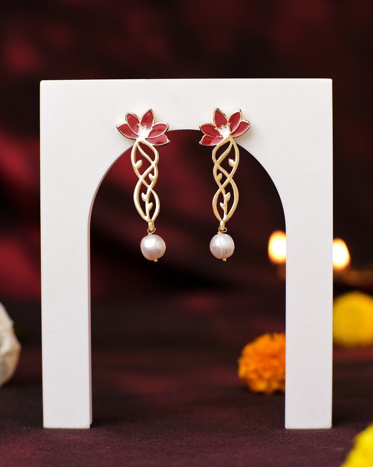 Serene Blossom Pearl Earrings of Festive Grace