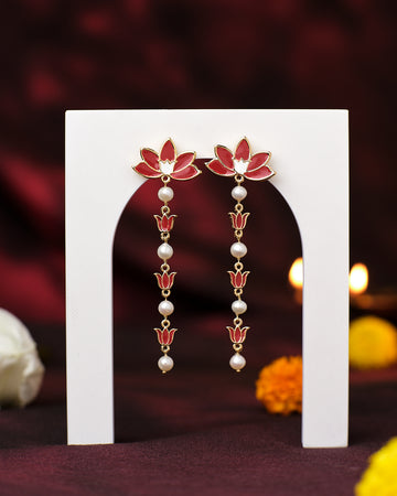 Divine Bloom Lotus Pearl Earrings