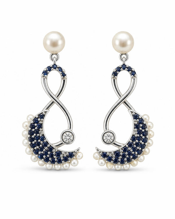 Celestial Infinity Pearl Drop Earrings