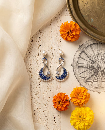 Celestial Infinity Pearl Drop Earrings