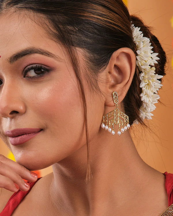 Festive Pearl Cluster Earrings