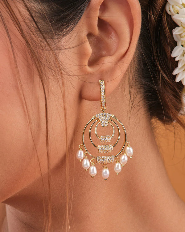 Regal Pearl & Sapphire Earrings