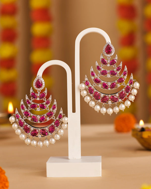 Ruby Majesty Pearl Chandbali Earrings