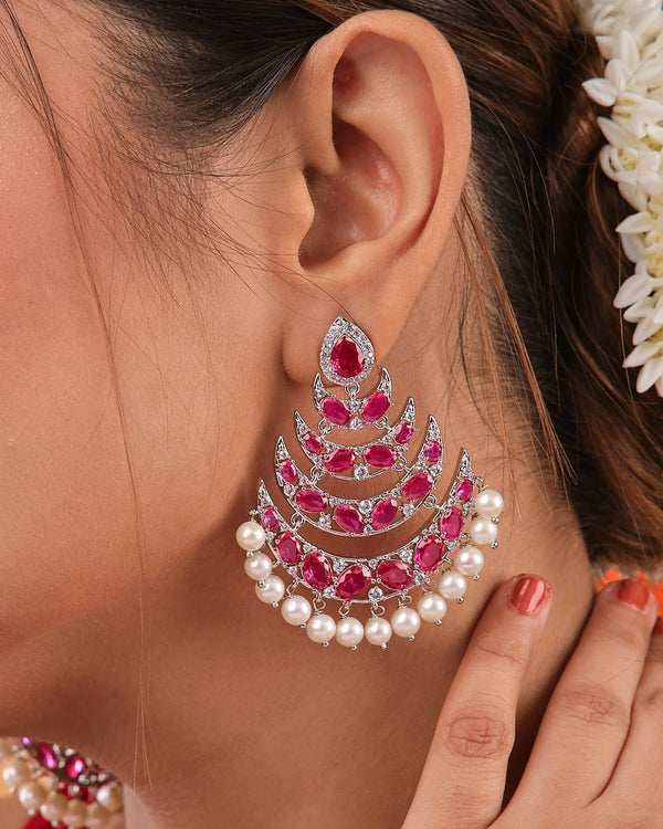 Ruby Majesty Pearl Chandbali Earrings