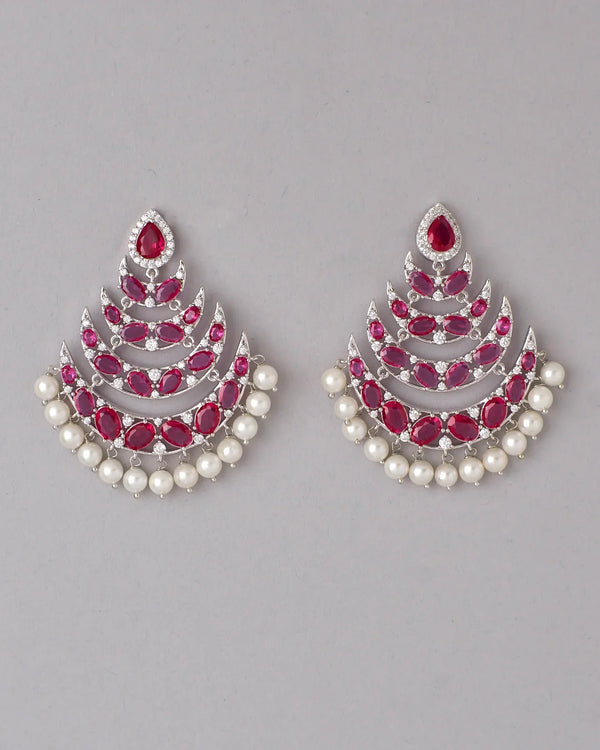Ruby Majesty Pearl Chandbali Earrings