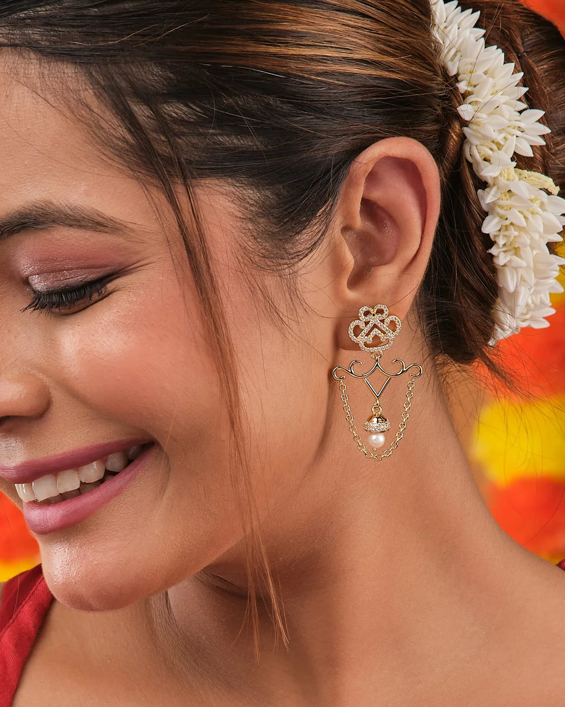 Shimmering Pearl Chandelier Earrings