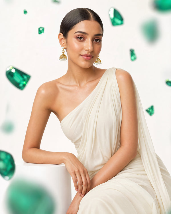 Contemporary Openwork Dome Pearl Jhumka Statement Earrings