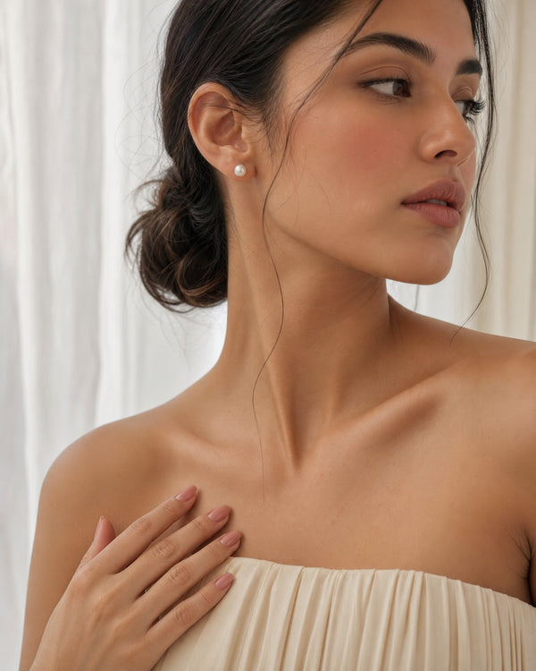 Classic Solitaire Freshwater Pearl Stud Earrings