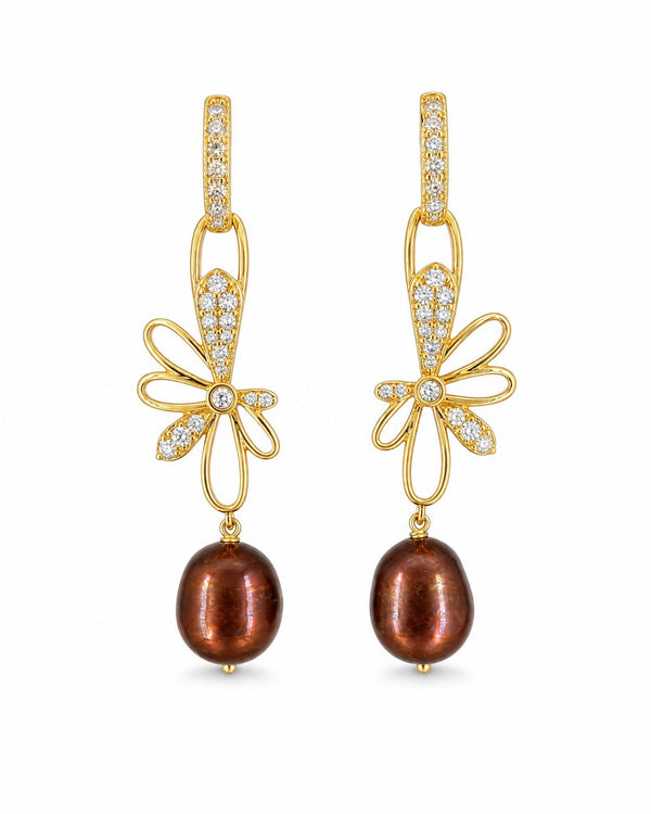 Enchanting Gold Plated Butterfly Pearl Drop Earrings