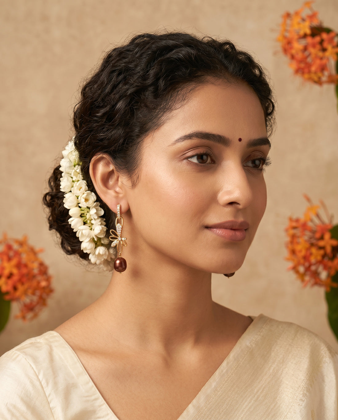 Enchanting Gold Plated Butterfly Pearl Drop Earrings