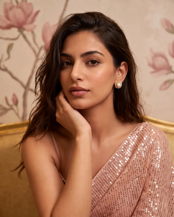 Gold-Plated Classic Pearl Stud Earrings