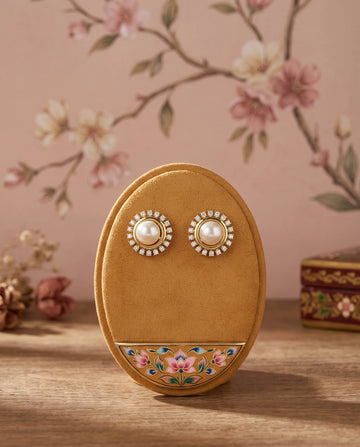 Gold-Plated Classic Pearl Stud Earrings