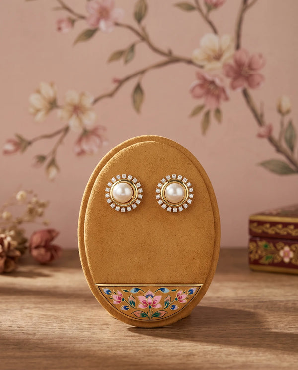 Gold-Plated Classic Pearl Stud Earrings