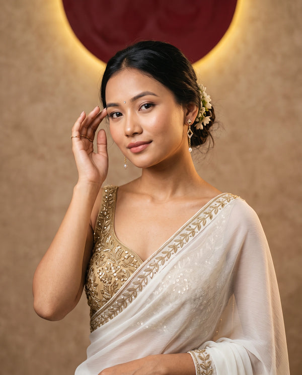 Gold-Tone Geometric Diamond-Shape CZ & Freshwater Pearl Drop Earrings