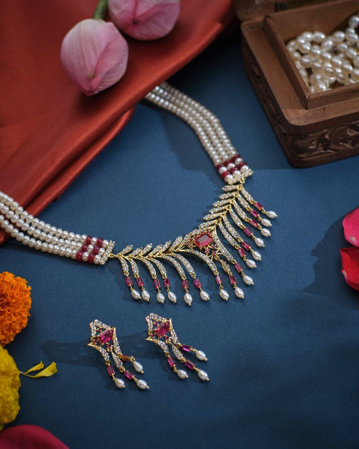 The Anvesha Necklace Set - Chandrani Pearls