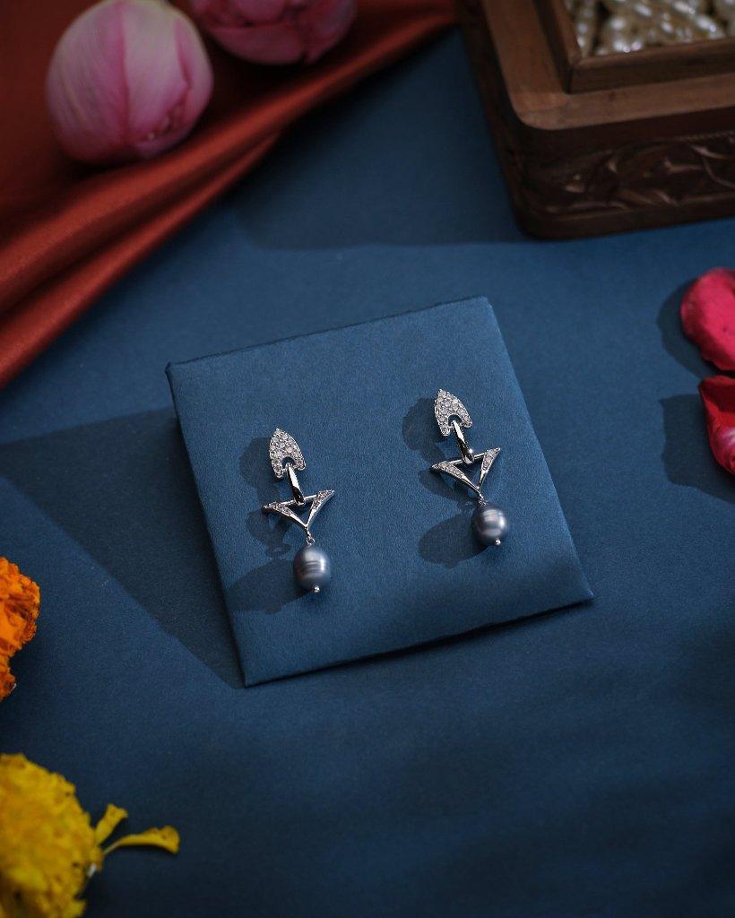 The Auretta Hanging Black Earrings - Chandrani Pearls