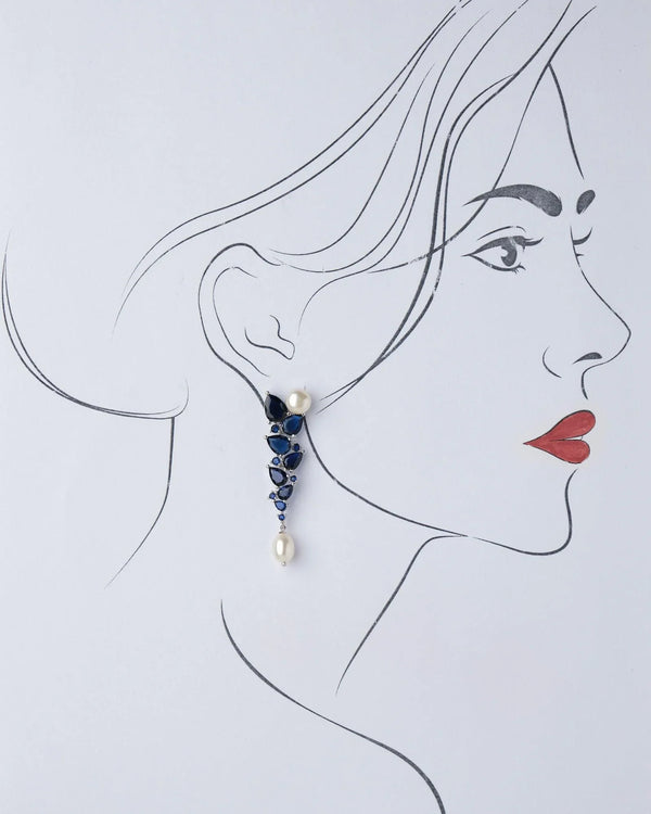 The Charis Blue Stone Pearl Drop Earring - Chandrani Pearls