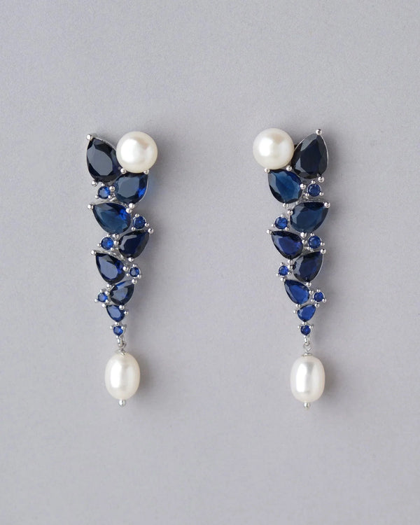 The Charis Blue Stone Pearl Drop Earring - Chandrani Pearls