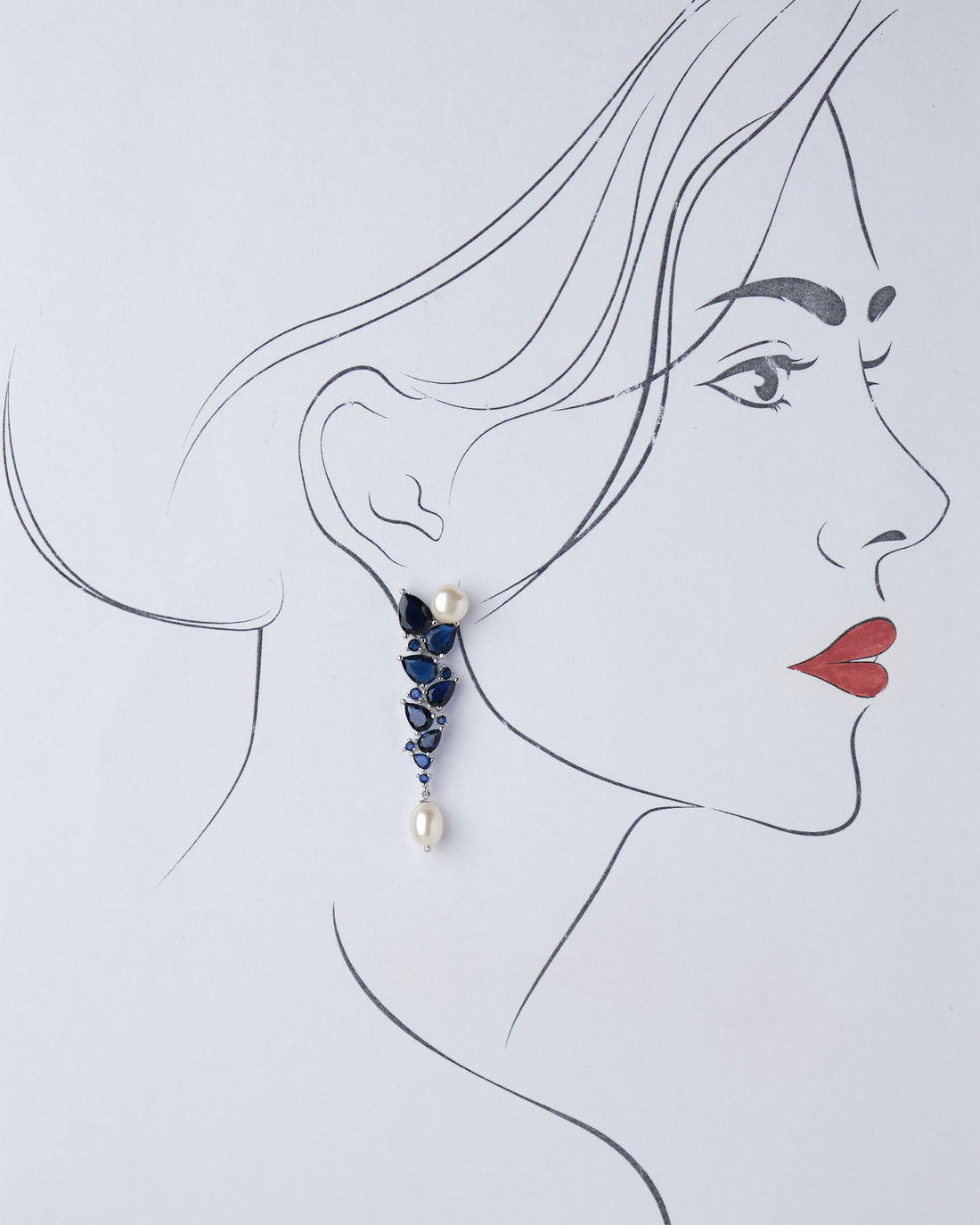 The Charis Blue Stone Pearl Drop Earring - Chandrani Pearls