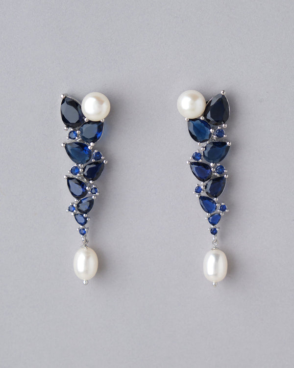 The Charis Blue Stone Pearl Drop Earring - Chandrani Pearls