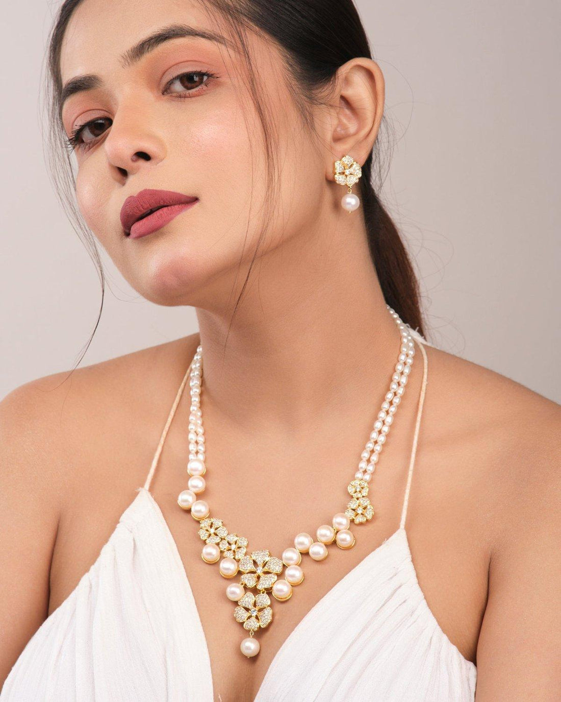 The Floral Ambrosia Necklace Set - Chandrani Pearls