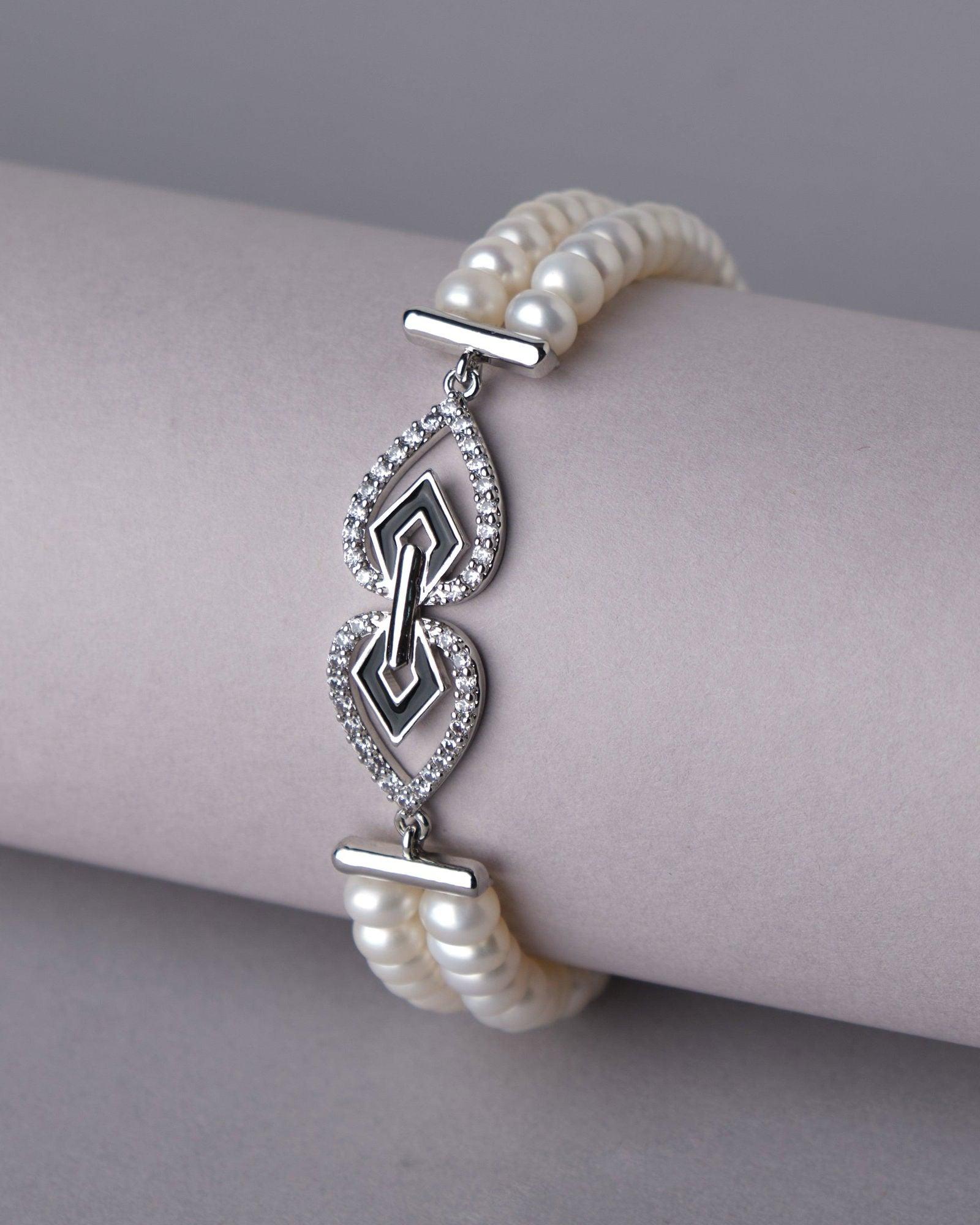 The Modish Stone Studded Pearl Bracelet - Chandrani Pearls