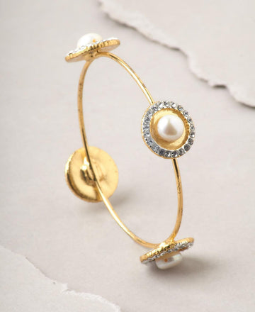 Timeless Golden Disc Pearl Bangle - Chandrani Pearls
