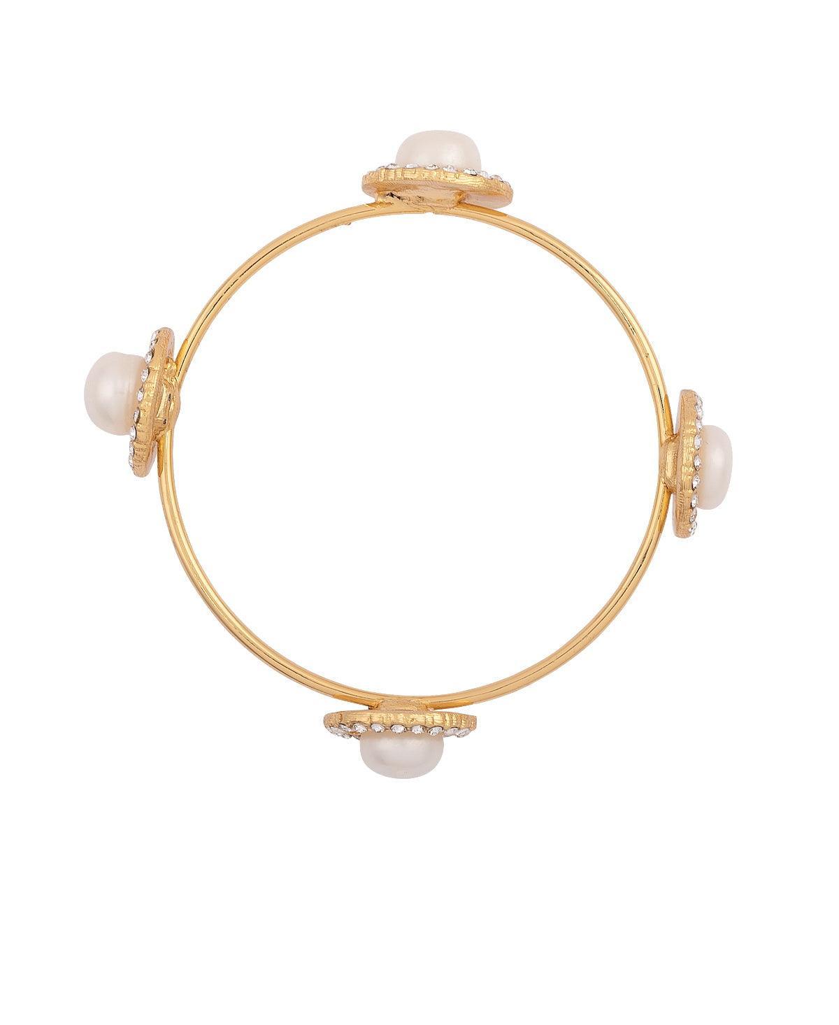 Timeless Golden Disc Pearl Bangle - Chandrani Pearls